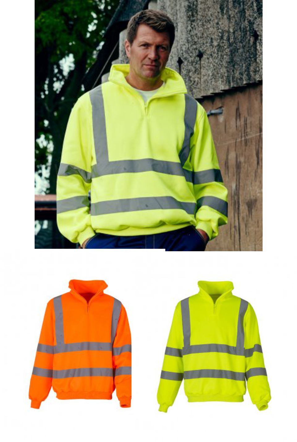 YK033 Yoko Hi Vis Zip Neck Sweatshirt  YK033 Yoko Hi Vis Zip Neck Sweatshirt
